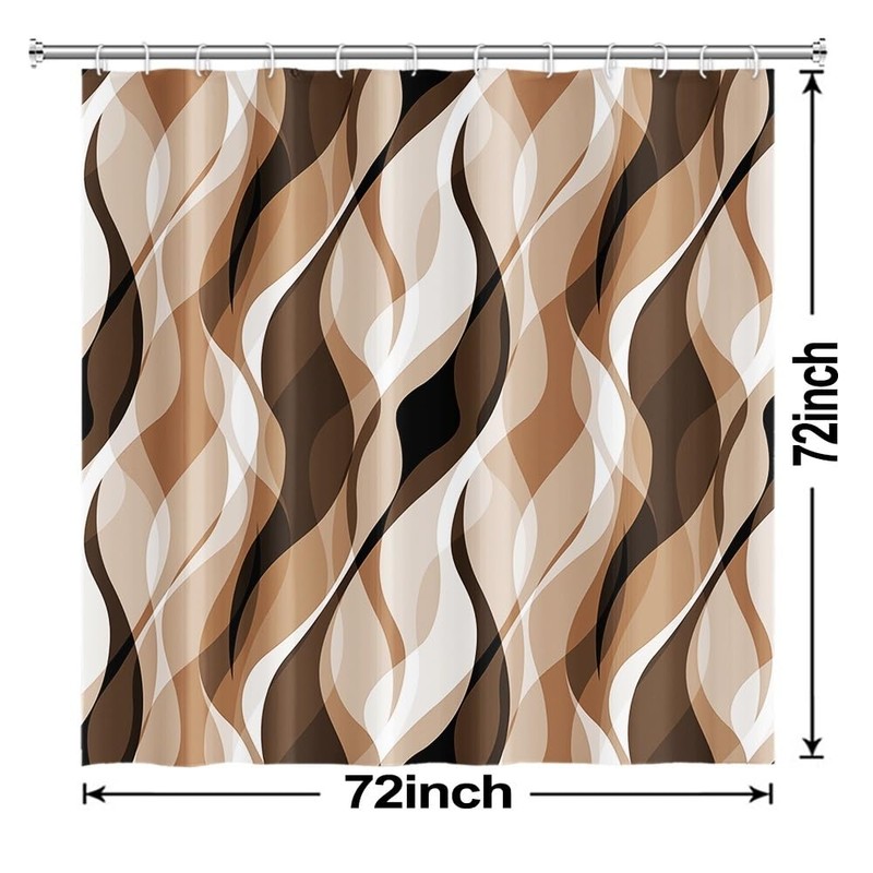 Ruelvth Brown Shower Curtain, Modern Abstract Grey and Brown Striped