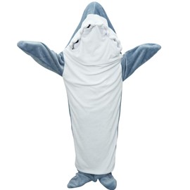 Deserthome Shark Blanket Onesie for Adult Wearable Shark Blanket Hoodie, Super Soft Comfortable Warm Shark Costume for Cosplay Blue S