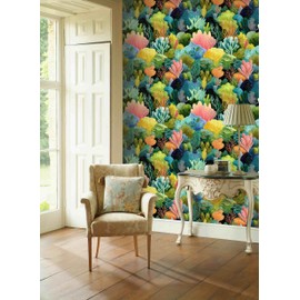 LaiTique Colorful Coral Reef Peel and Stick Wallpaper, Ocean Botanical Wallpaper for Home Decor | Self-Adhesive, Waterproof Vinyl, 17.7" x 236"