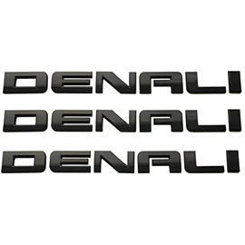 Denali 3-PC Black Nameplate Emblem HD Badge for GMC Yukon & Sierra 2007-2020 Models - Genuine Replacement Emblem