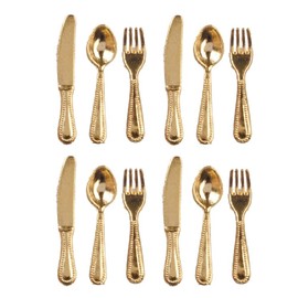 International Miniatures by Classics Dollhouse Miniature Flatware, Gold Finish - 12 pcs #IM65336