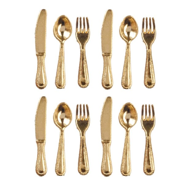 International Miniatures by Classics Dollhouse Miniature Flatware, Gold Finish -