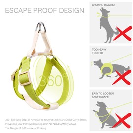 No Pull Dog Harness and Leash Set, Step in Dog Halter Harness with Poop Bag Holder, Adjustable Lightweight Cotton Straps Suitable for Small Medium Large Dogs Outdoor Walking Running Hiking
