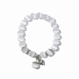 MEHUK Natural Stretch Gemstone Bracelet Healing Stone Beaded Bracelets for Women Men Gifts (Unisex) (White)