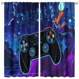 XBDDZSW Gamepad Gamer Decor Curtains Electronic Game Controller Pattern Printed Curtains for Kids Boys and Girls Game Room Bedroom Living Room Decor Curtains W42 * L45 Inch
