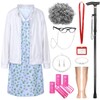 Joyesplay Kids Old Lady Costume, Granny Costume for Girls 100th