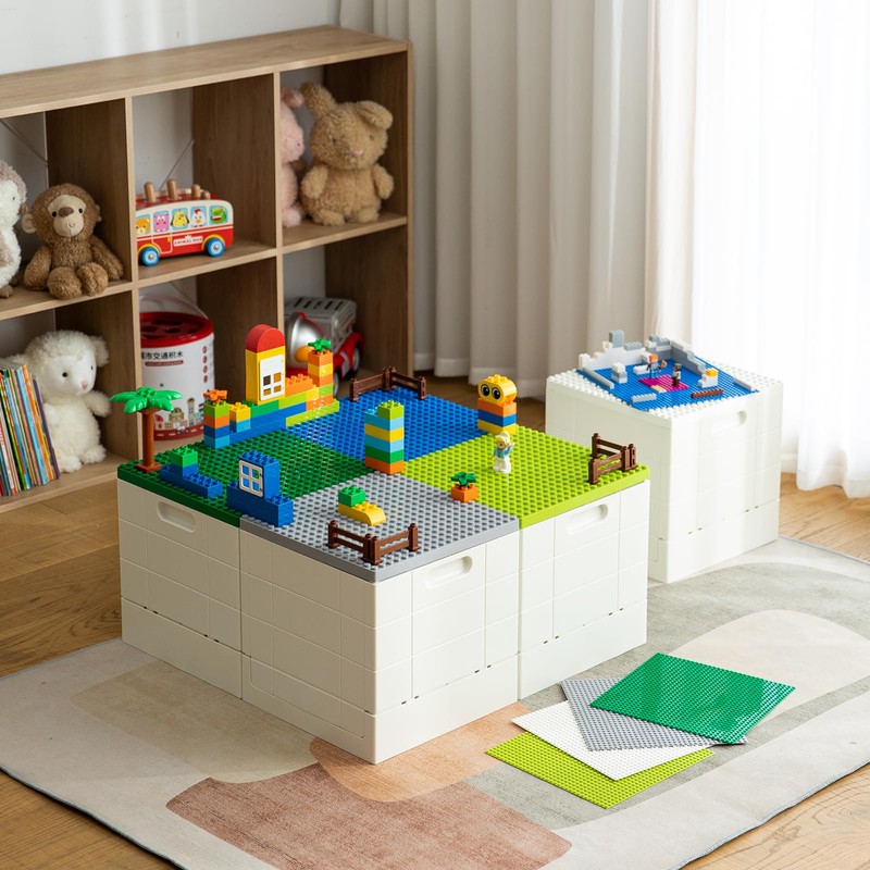 SHIMOYAMA Collapsible Storage Box with Large Building Base for Duplo