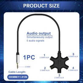 5-Jack Multi Headphones Audio Splitter 3.5 mm Injection Moulding with Headphone Splitter Designed to Fit Up to Five Devices for Classroom Audio Splitter for Headphones Headphones Smartphones Laptops