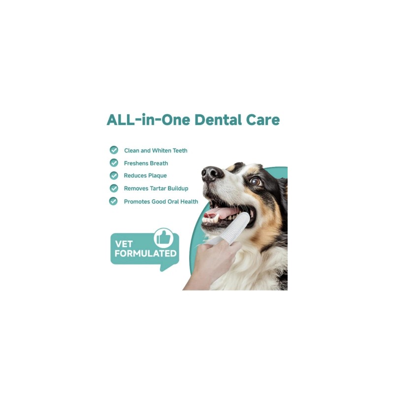 Lulumonster Pet Dental Finger Wipes for Dogs-Cats,Dog Teeth Cleaning Wipes