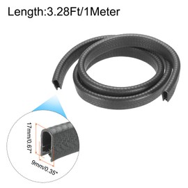 sourcing map Edge Trim Black U Shape Edge Protector Rubber with Steel Clips Fits 5/32"-15/64" Edge 3.28Ft/1Meter Length Door Edge Guards