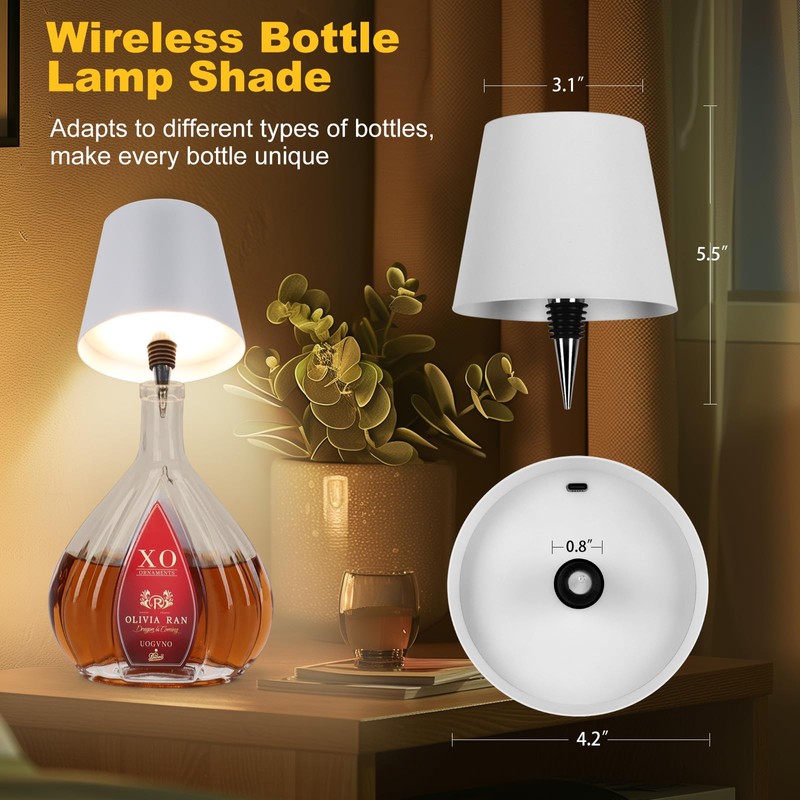 SOUDFK Wireless Bottle Lamp,2025 New 3 Color Rechargeable Wine Bottle
