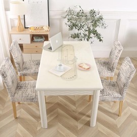 Lalluxy Stretchy Parson Chair Slipcovers for Dining Room Chair seat Covers Chair Protectors for Party Pet Protection Universal Fit Soft Polyester (Set of 4, Brown Stripes)