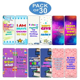 Creanoso Positive Affirmations for Kids Bookmarks (30-Pack) – Premium Gifts Bookmarks for Bookworm – Stocking Stuffers for Men, Women, Teen, Adults – Office Supplies – DIY Kit