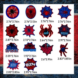 14Pcs Hero Spider Iron on Embroidered Patches Applique Spiderweb Letter Sew on Hero Spider Iron on for Clothes Hats Backpacks Jackets Accessories (Spider)