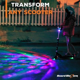 Board Blazers LED Disco Scooter Light - Perfect Scooter Accessories for Kids & Adults - Red/White/Blue LED Scooter Lights for Night Riding - Scooter Accessory, Christmas Gift Stocking Stuffer for Kids