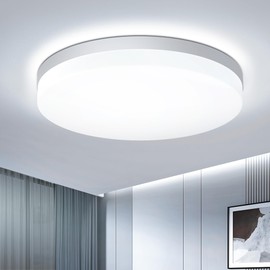 EASY EAGLE Ceiling Light LED Ceiling Light Flat 48 W 6500 K 4800 LM Cool White Round Bathroom Lamp IP44 Waterproof Modern Panel Lamp for Kitchen Living Room Cellar Lamp Bedroom Hallway Diameter 30 cm