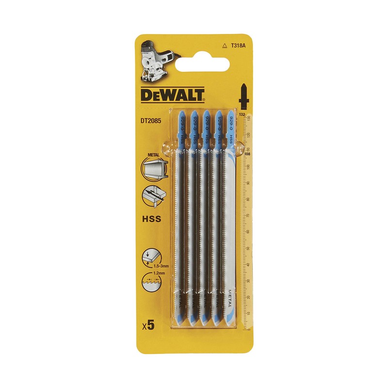 Dewalt DT2085-QZ Metal Cutting Jigsaw Blades, HSS, 132 mm (Pack