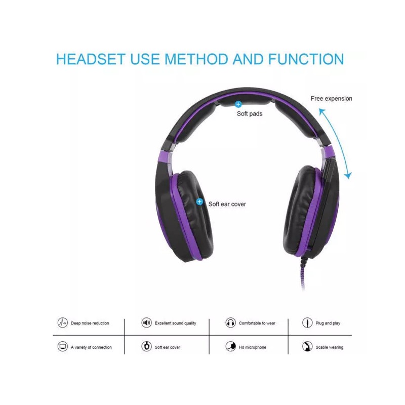 EGTMA Audifonos Profesional Diadema Gamer Usb Audio Led