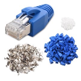 Cable Matters 50-Pack Cat6A RJ45 Shielded Modular Plugs with Strain Relief Boots/Cat 6A Shielded RJ45 Connectors