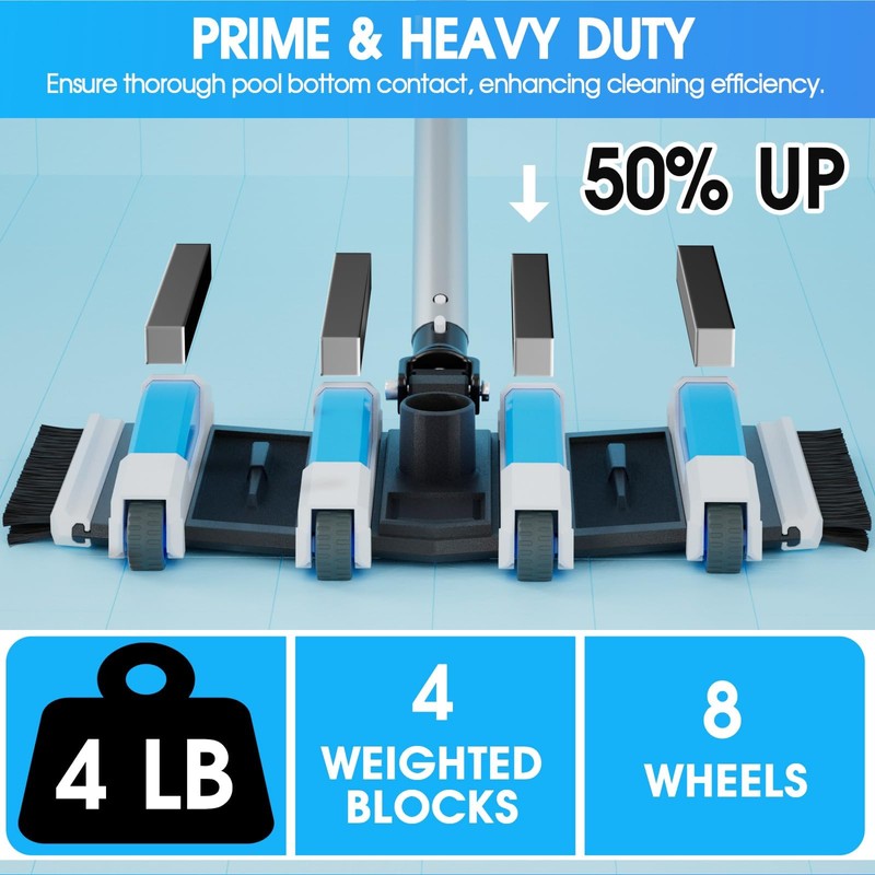 Enhanced Pool Vacuum Head with Direction-Control Swivel Handle Pool Brush