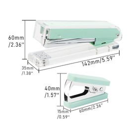 Clear Acrylic Stapler Mint Green Desktop Staple Remover Tool for Standard 24/6 or 26/6 Staples, Acrylic Office Desk Accessories for Women (Mint Green)