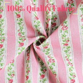 Moslovstar Farmhouse Cotton Linen Tier Curtain 36 Inch Long Elegant Floral Lace Window Treatment Kitchen Bathroom Short Curtain, 1 Panel, Pink Vine Flower