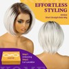 KOME Ombre Platinum Blonde Synthetic Lace Front Wig,Side Part Short