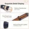 JASGOOD Women Black Large Leather Belt Plus Size Polished Buckle