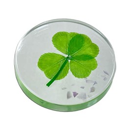 KIN-HEBI Real Four Leaf Clover Good Luck Pocket Token, Preserved, 1.25” (Including Amethyst)