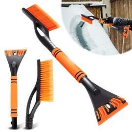 Car Ice Scraper with Broom 61 cm Removable Professional Snow Brush Car with Large Edge Bristles & Ergonomic Foam Handle & Innovative Windscreen Scraper Car with Ice Breaker Function Car Snow