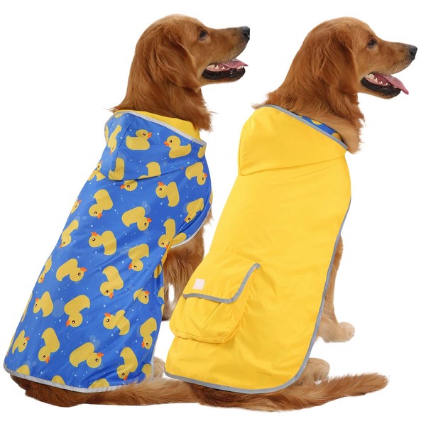 HDE Reversible Dog Raincoat Hooded Slicker Poncho Rain Coat Jacket