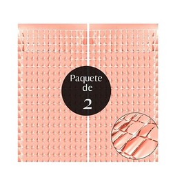 Cortina Panel Fondo Cuadros Shimmer Wall Pared | Metálica Brillante Cortinilla Espejos | Adornos Decoración Fiesta Evento | 2 Pz | Dorado, Oro Rosado, Negro, Plata | 2x1 Mt | Sesion Fotos (Oro Rosado)