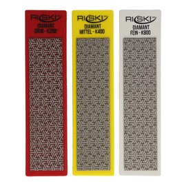 RiSki Diamond Premium Professional File Set of 3 100 x 25 mm, Grain 200, Grain 400, Grain 800