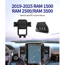 Masergogo Car Phone Holder for 2019-2025 Dodge Ram 1500 2500 3500, 12/14.4-inch Screen Fixed Clip, Auto Accessories Navigation Bracket, Interior Decoration Mobile Phone Mount, 360° Rotation