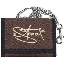 2Stoned Wallet Embroidered with Chain and Velcro Fastening Camo Gym Bag for Adults and Children, brown, m