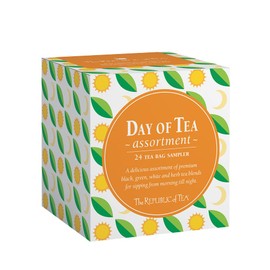 The Republic of Tea – Day of Tea Assortment Sampler, 24 Individually Wrapped Tea Bags, Black Tea, Green Tea, Herbal Tea