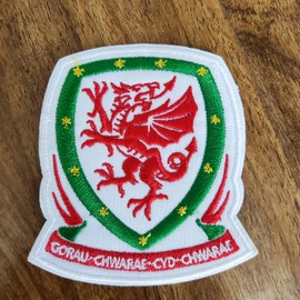 best badge: Wales Welsh Football Badge Red Dragon Euro Cup Iron Sew On Embroidered Patch