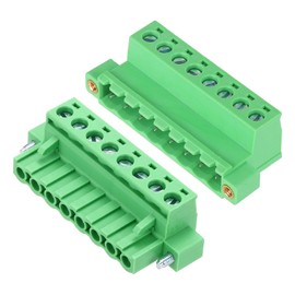 sourcing map 1Set PCB Terminal Block, 300V 10A Male&Female 8 Pin 5.08mm Distance PCB Screw Mount Terminal Block Connector 51 x 15 x 29 mm for Electronic Projects, Green