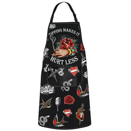 MYSOMY Tattoo Artist Apron Tattooing Apron Tattoo Master Gift Tipping Makes It Hurt Less Tattoo Stylist Gifts Tattoo Tech Apron (TIPPING MAKES UK)