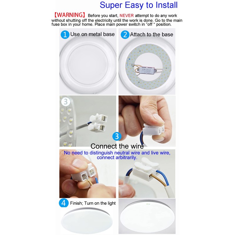 OLYMSTAR 24W 3 Color Temperature LED Flush Mount Ceiling Fan