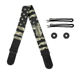GLENLCWE Green Camo Deer American Flag Print Guitar Strap for Acoustic Guitar Electric Bass Guitars Adjustable