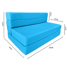 Danfuton Lounger Folding Foam Mattress, Convertible Chair Mattress 6 x 39 x 80 Turquoise