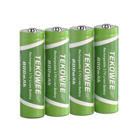 TEKOWEE 4 Pack 14500 Rechargeable Battery, 3.7V Li-ion Rechargeable Batteries 800mAh for Headlamp, Flashlight, Cameras Toys