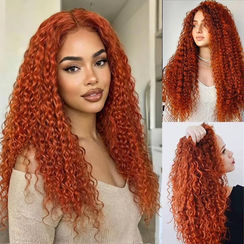 ginger orange curly synthetic wig 13x4 lace front wigs for