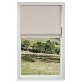 Everyday Celebration Seneca Cordless Room Darkening Woven Fabric Roman Shades for Windows, Pull-Down Blind for Home, Bedroom, Modern Cotton Denim Look, Natural 35x64 Inches