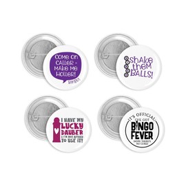 Funny Bingo Lovers 4 Piece Pin Back Button Set