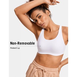 SYROKAN Power On Sports Bra for Women High Support Padded Molded Cup Strappy Racerback Wireless Bras White - Please Go Up One Band Size 42C