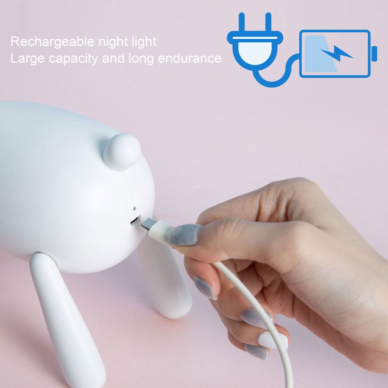 LED Night Light Cartoon Deer Shaped Table Lamp 1200mAh USB