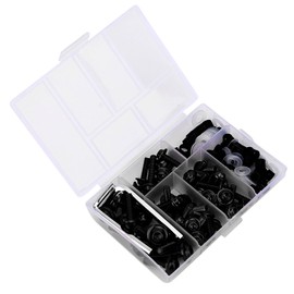 Yosoo Health Gear Motorcycle Fairing Bolt Kit, 158Pcs/Set M5 M6 Bodywork Screws Mounting Washers Nuts Screws Clips Motorcycle Fairing Screw Gasket Wrench Kit (Black)