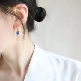 Small Silver Hoop Earrings For Women With Blue Drop Earrings, Sterling Silver Hoops 925 Silver Hypoallergenic Hoop Earrings For Men 2PCS